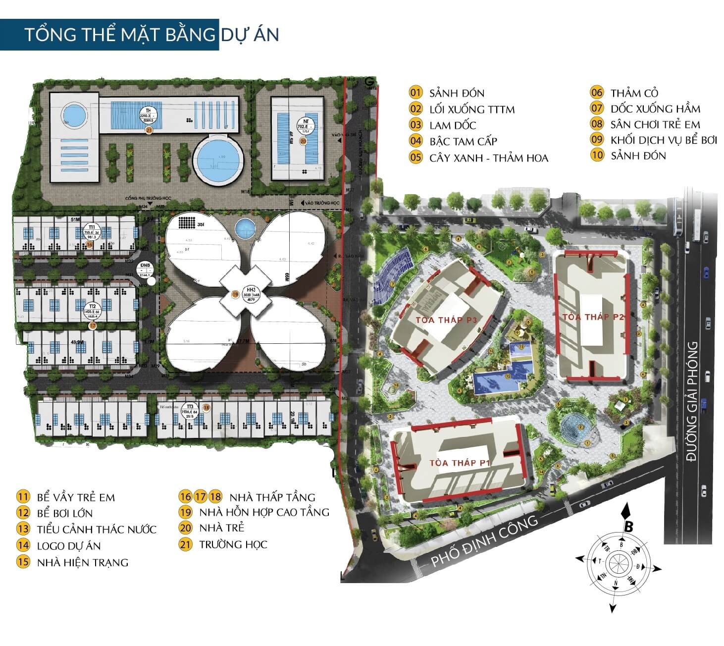 Mặt bằng tiện ích The Queen 360 Giải Phóng