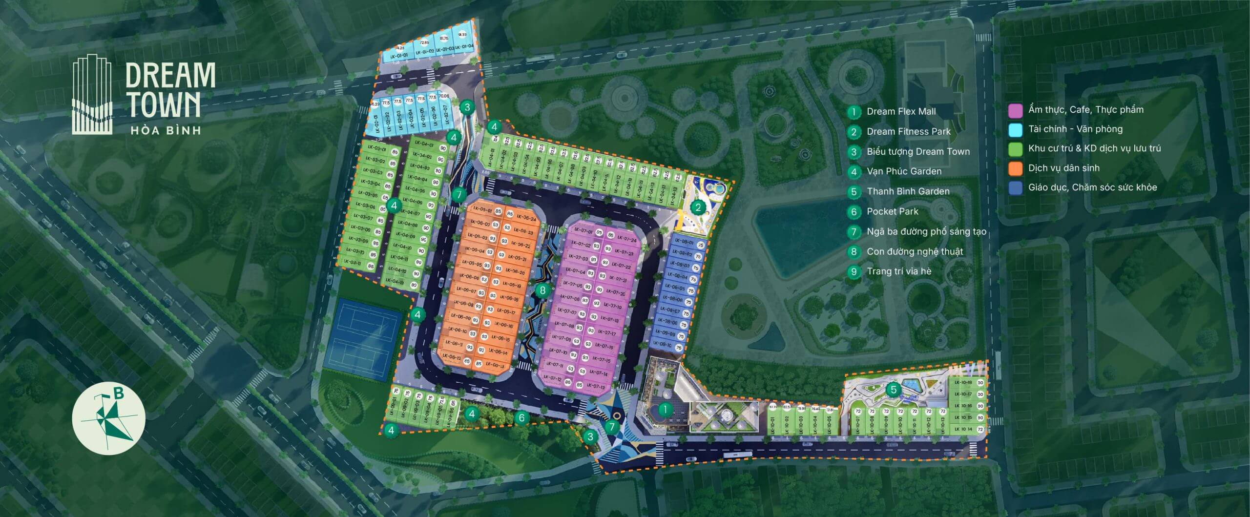 Mặt bằng quy hoạch tổng thể dự án Dream Town Hòa Bình