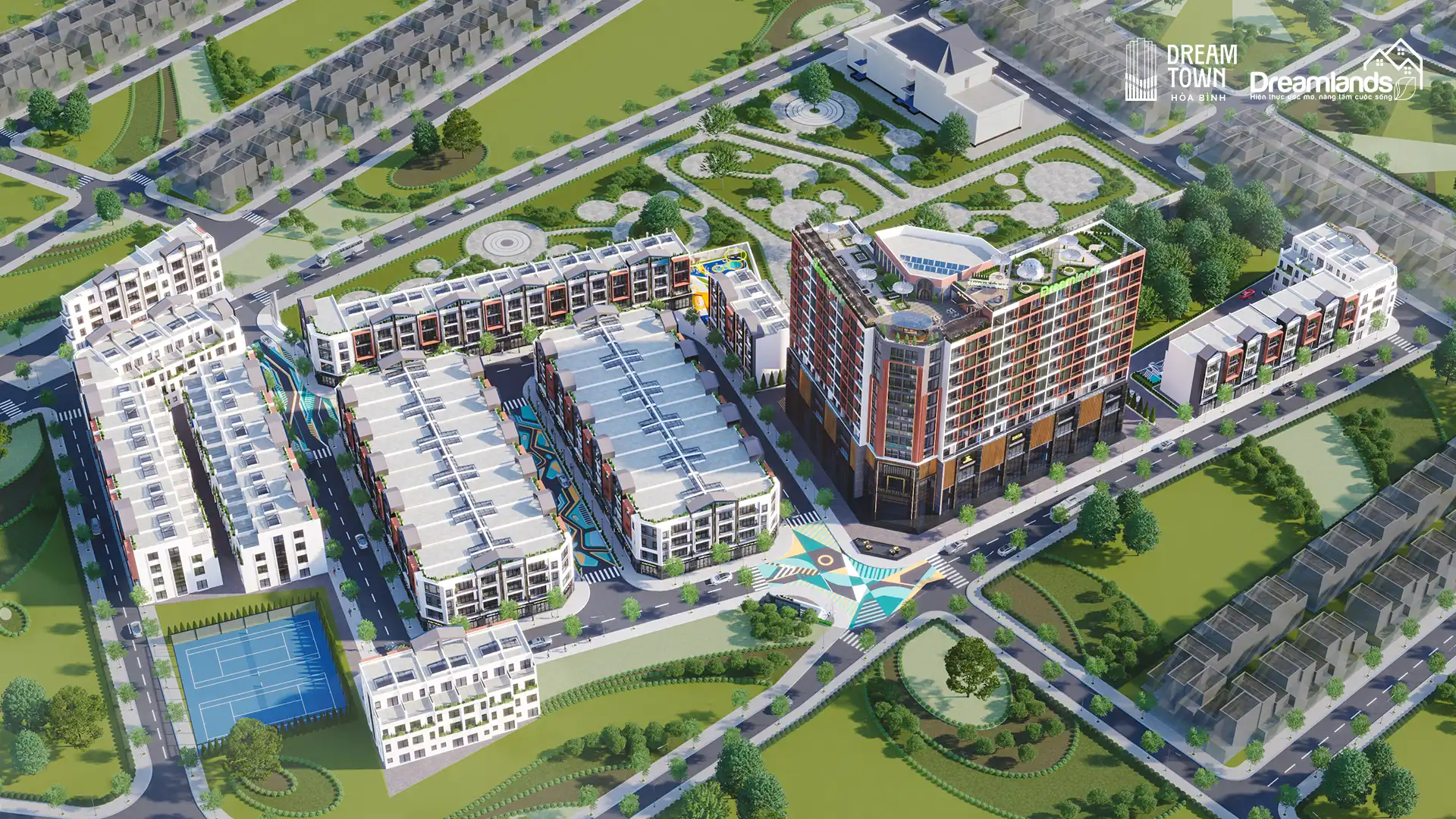 Phối cảnh tổng quan dự án Dream Town Hòa Bình