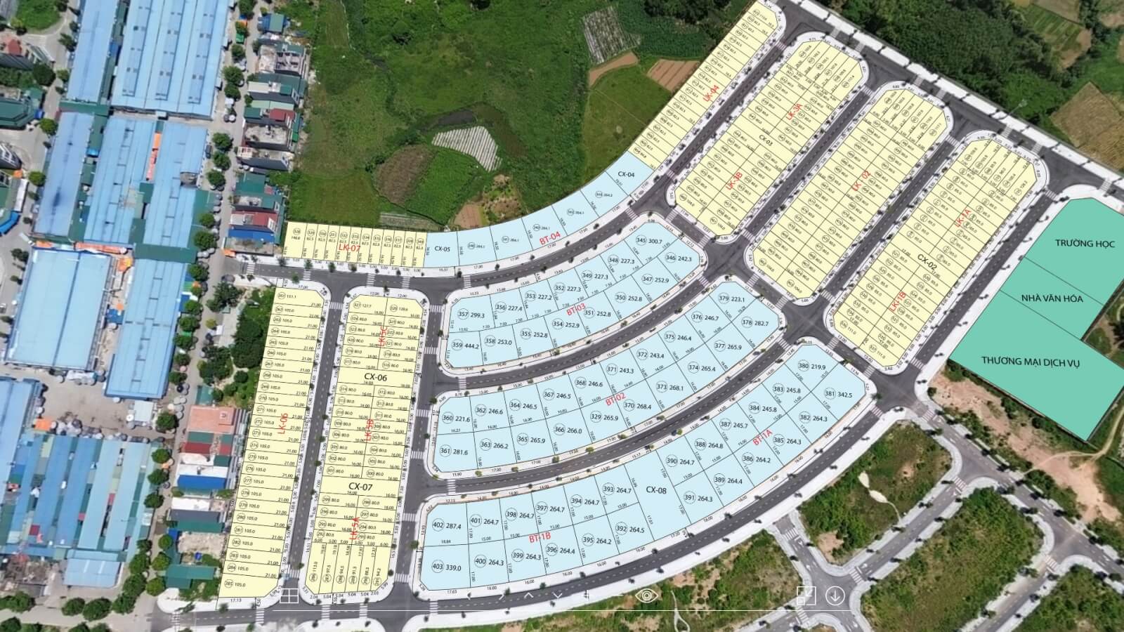 Mặt bằng quy hoạch tổng thể các phân khu tại dự án HUD Lương Sơn
