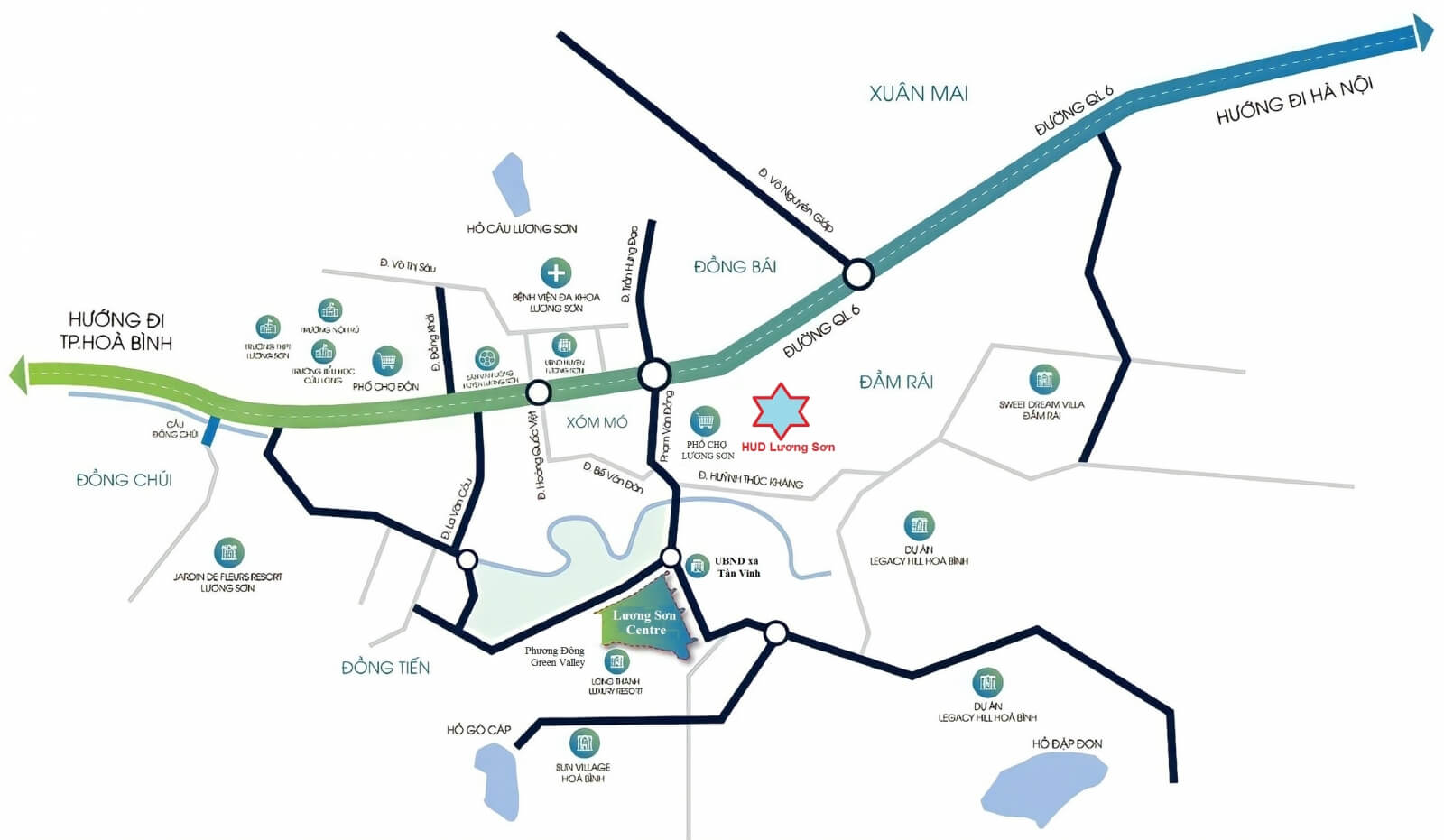 Vị trí dự án HUD Lương Sơn Hòa Bình
