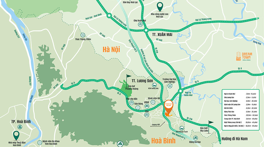 Vị trí chiến lược dự án Dream Town Hòa Bình